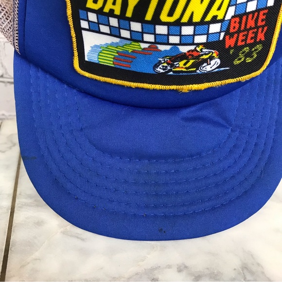 Daytona Bike Week 1983 Vintage Motorcycle Racing SnapBack Mesh Trucker Hat Sz OS - Picture 12 of 12